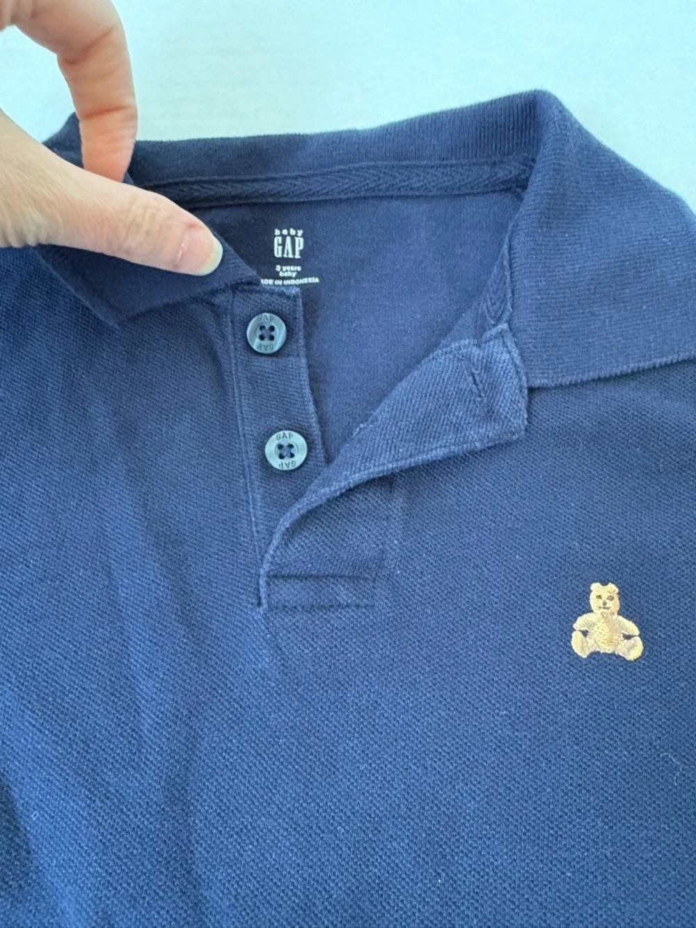 Baby Gap Navy Blue Cotton Polo Shirt Toddler Boy Sz 3 Bear Collar Preppy Pique